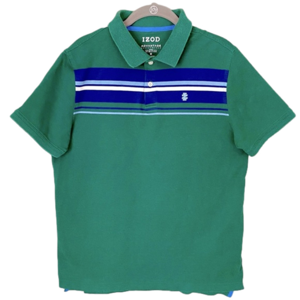 IZOD Men's Advantage Performance Natural Stretch Polo Shirt Green/Blue S…